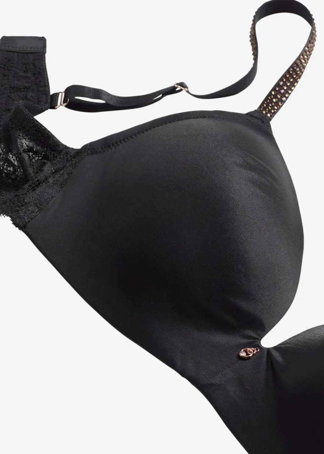 Damen bonprix Dessous|Bhs|Schalen-BH ohne Bügel mit glitzernden Trägern