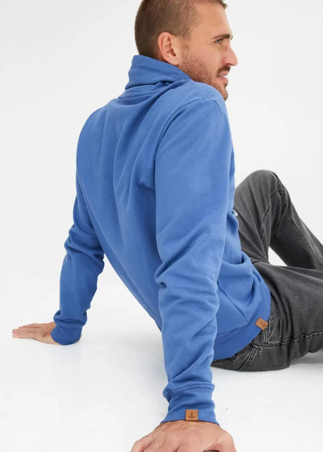 Best Schalkragen-Sweatshirt aus reiner Bio-Baumwolle Herren Große Größen|Basics