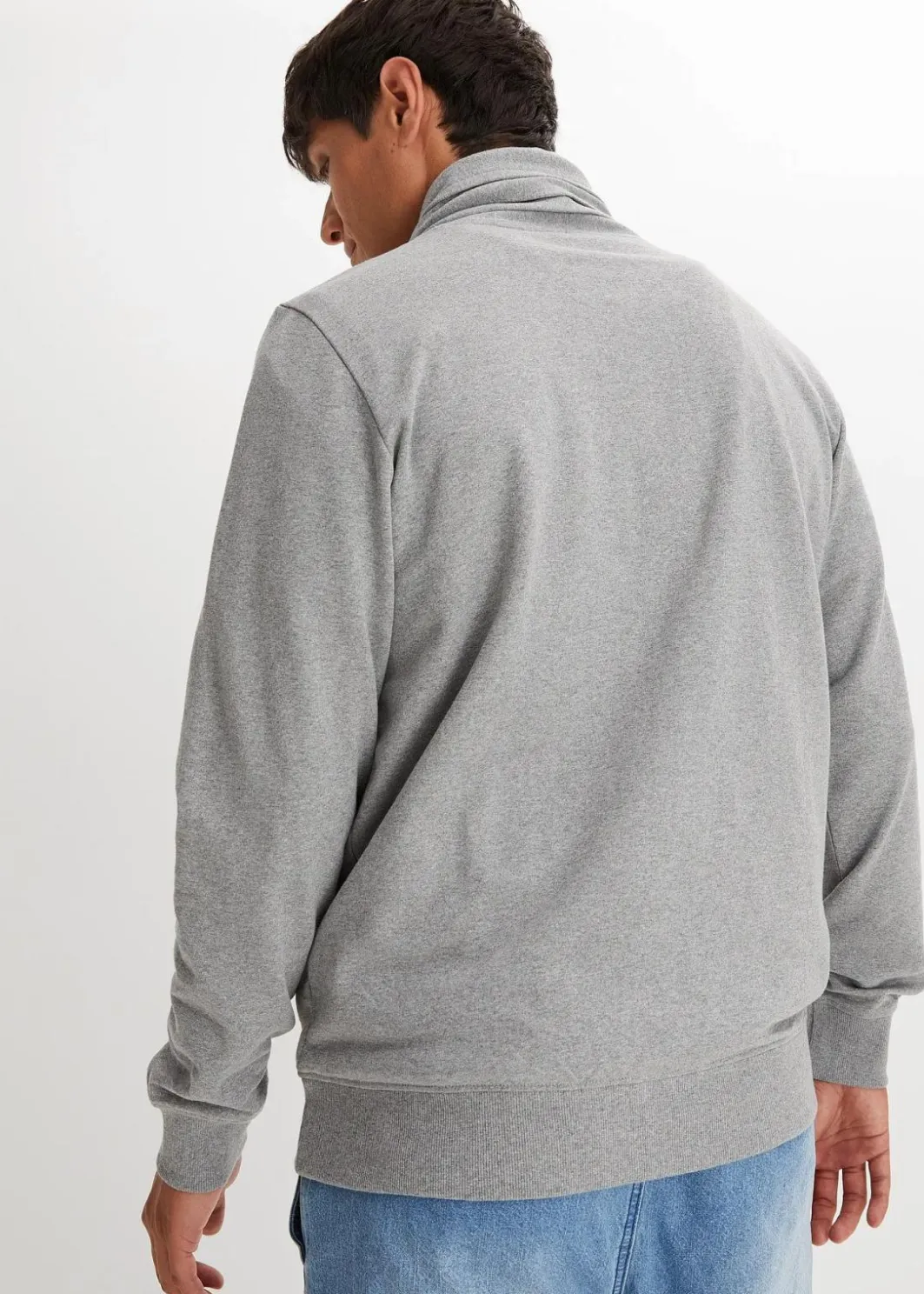 Sale Schalkragen-Sweatshirt mit Lederimitat Details Herren Sweat|Große Größen