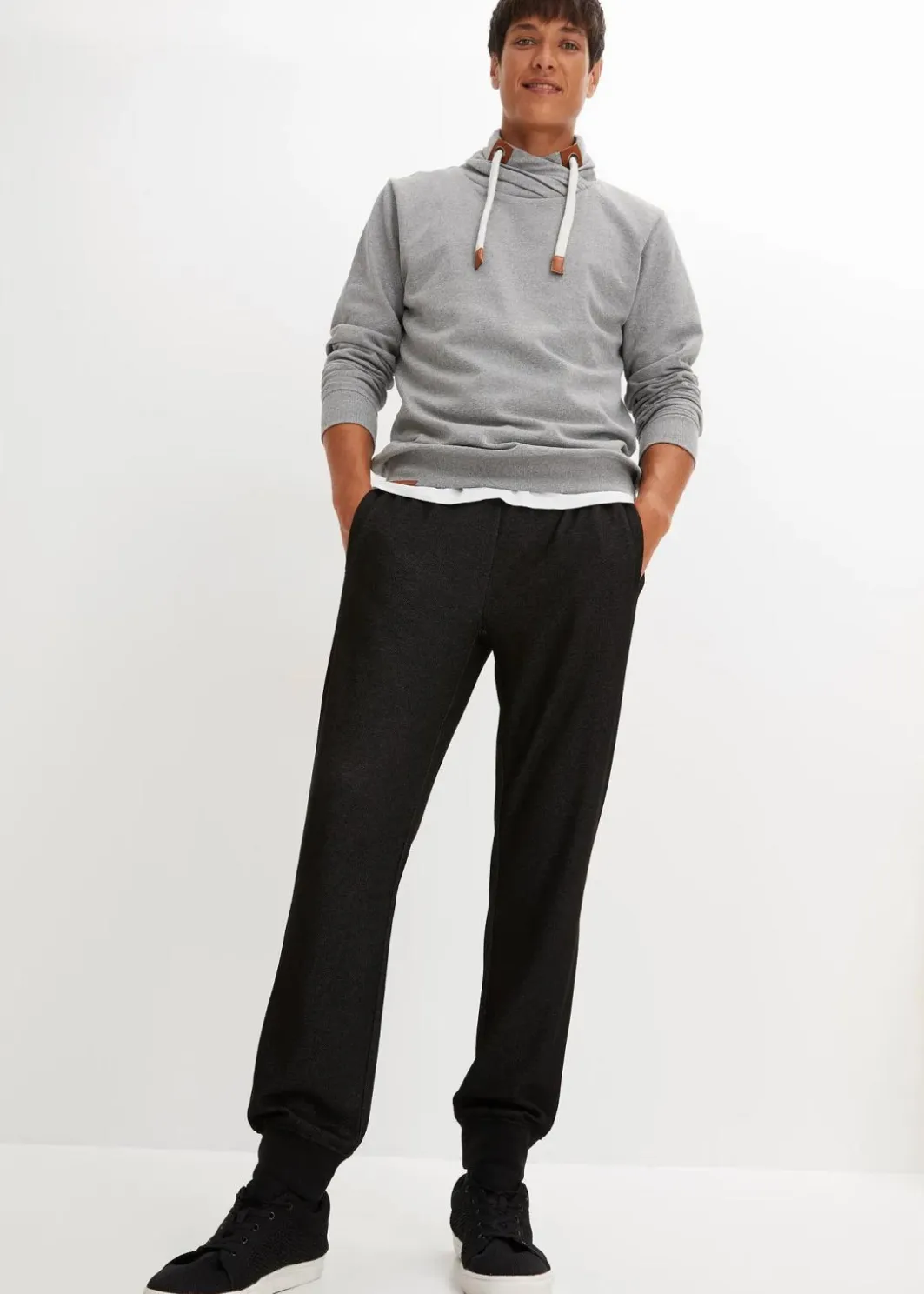Sale Schalkragen-Sweatshirt mit Lederimitat Details Herren Sweat|Große Größen