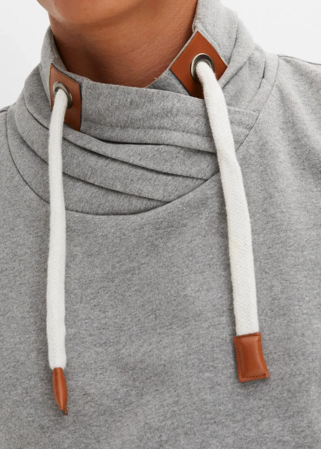 Sale Schalkragen-Sweatshirt mit Lederimitat Details Herren Sweat|Große Größen