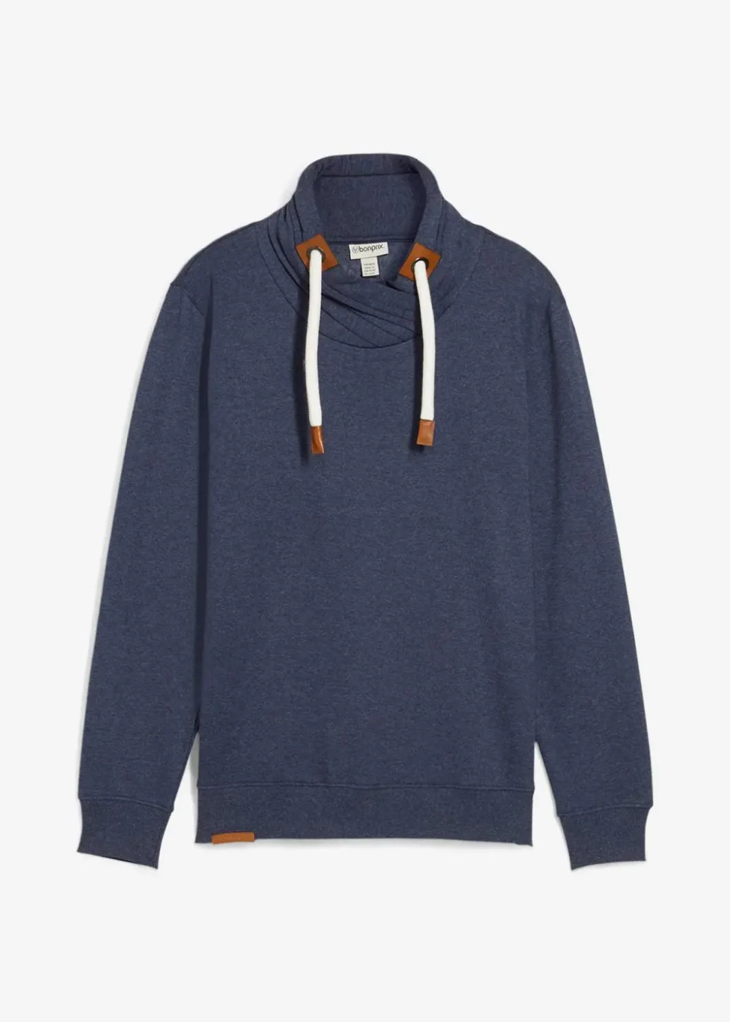 Herren bonprix Große Größen|Sweat|Schalkragen-Sweatshirt mit Lederimitat Details