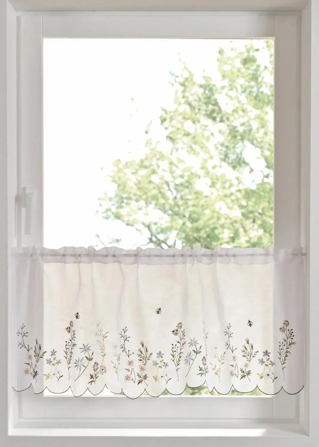 Clearance Scheibengardine mit Blumen Stickerei Scheibengardinen