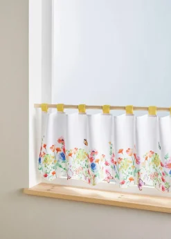 Outlet Scheibengardine mit Blumen Druck Scheibengardinen