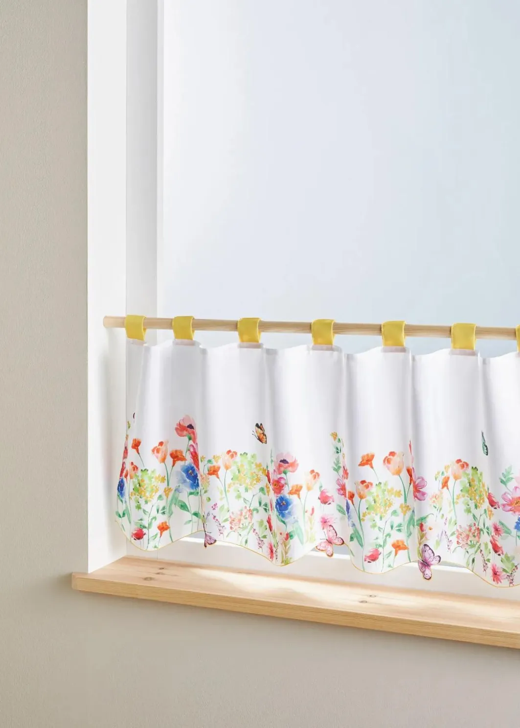 Outlet Scheibengardine mit Blumen Druck Scheibengardinen