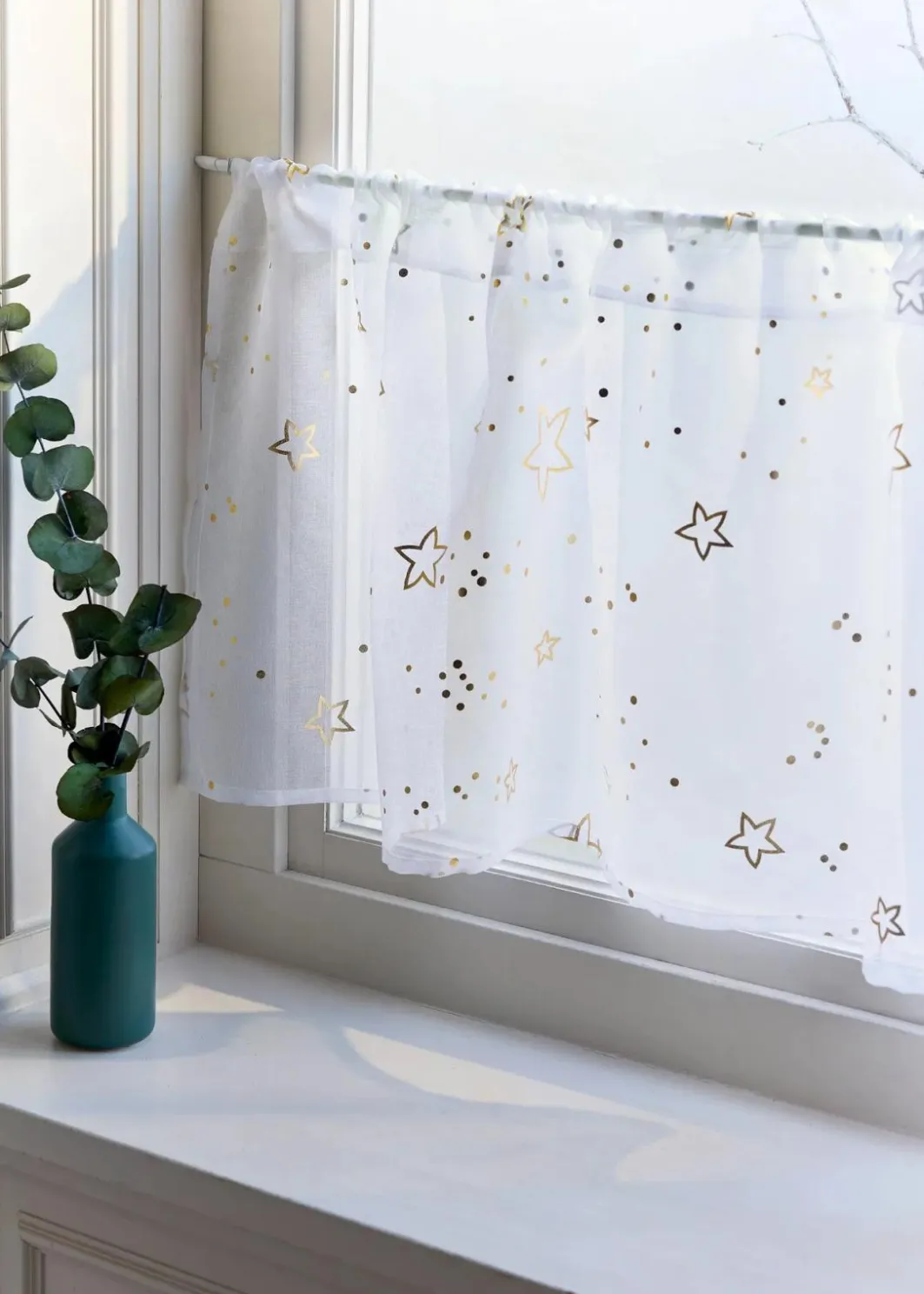 Sale Scheibengardine mit Glanz Sternen Scheibengardinen|Weihnachtsdeko & -Textilien·Gardinen