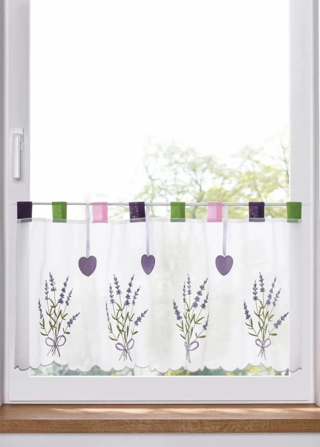 Online Scheibengardine mit Lavendel Stickerei Scheibengardinen