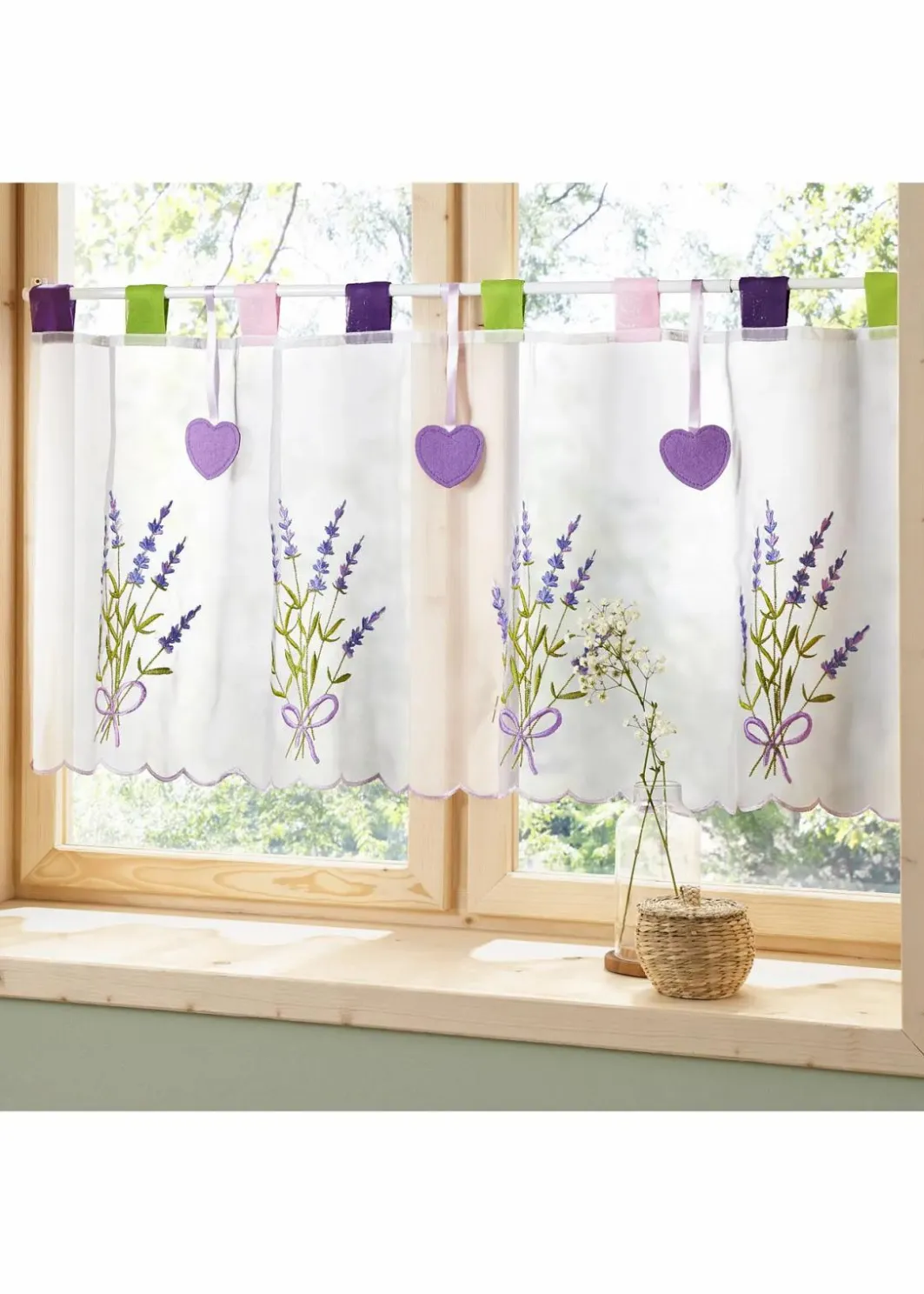 Online Scheibengardine mit Lavendel Stickerei Scheibengardinen