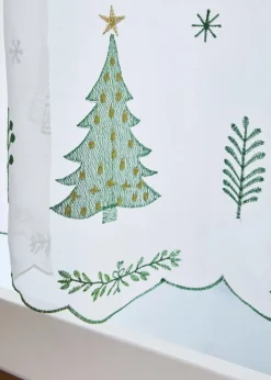 bonprix Scheibengardinen|Weihnachtsdeko & -Textilien·Gardinen|Scheibengardine mit Tannenbaum Stickerei