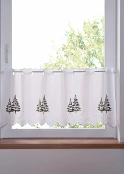 bonprix Scheibengardinen|Weihnachtsdeko & -Textilien·Gardinen|Scheibengardine mit Tannenbaum Stickerei