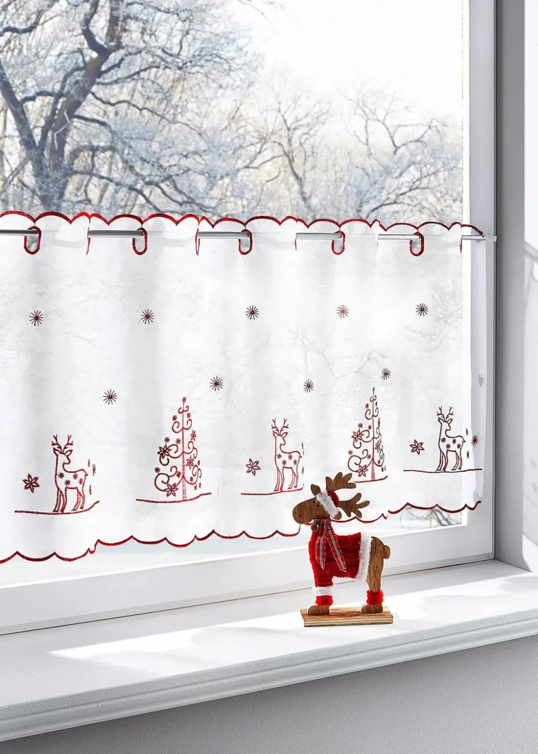 bonprix Scheibengardinen|Weihnachtsdeko & -Textilien·Gardinen|Scheibengardine mit Tannenbaumstickerei