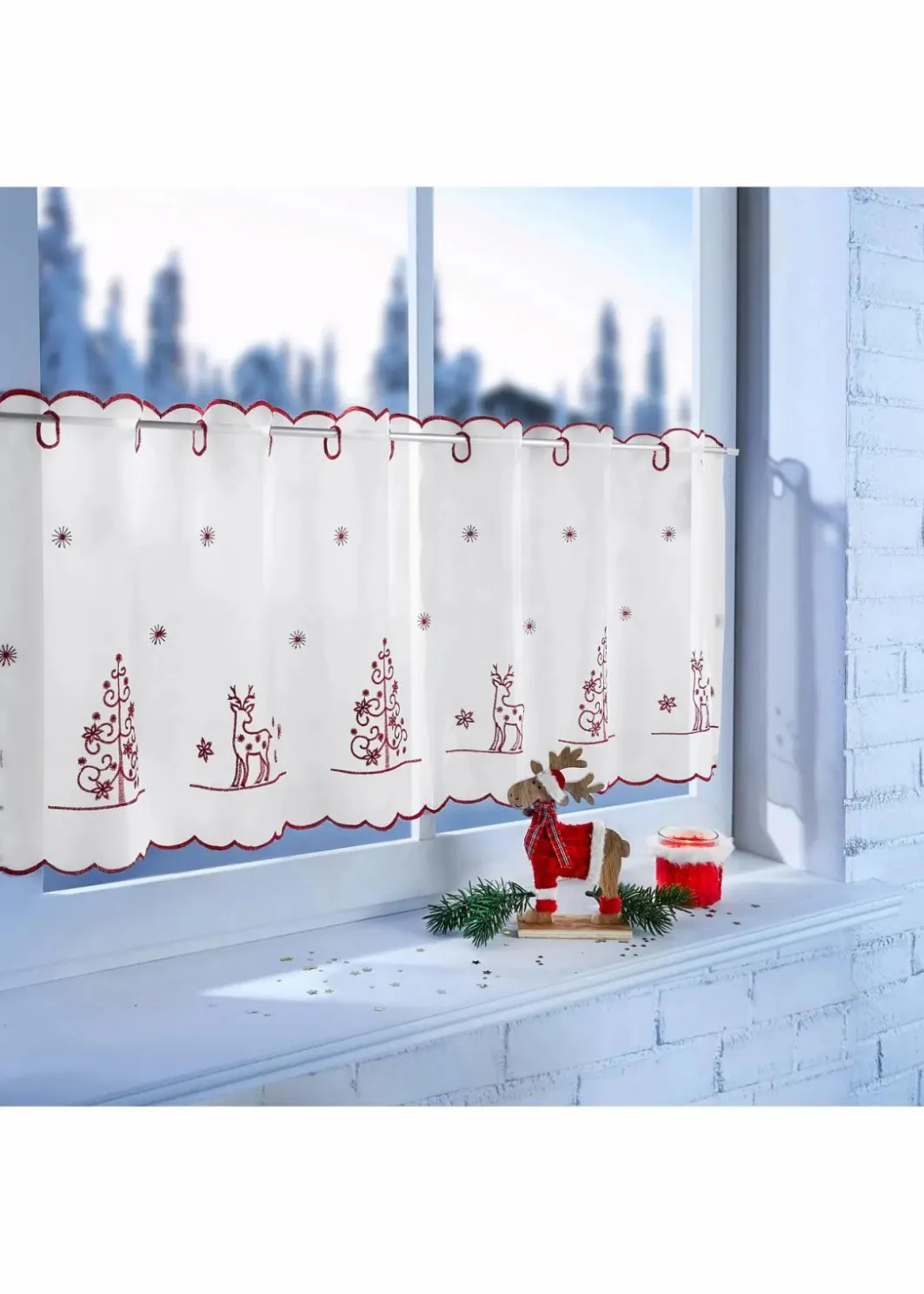 bonprix Scheibengardinen|Weihnachtsdeko & -Textilien·Gardinen|Scheibengardine mit Tannenbaumstickerei