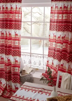 bonprix Scheibengardinen|Weihnachtsdeko & -Textilien·Gardinen|Scheibengardine mit Tannenbaumstickerei