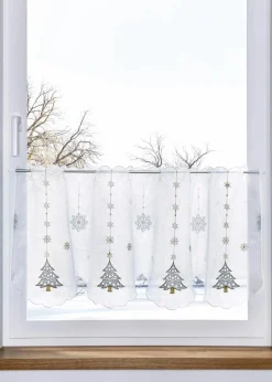 bonprix Scheibengardinen|Weihnachtsdeko & -Textilien·Gardinen|Scheibengardine mit Tannenbaum Stickerei