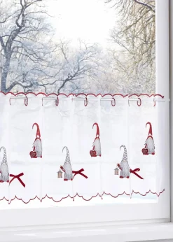 bonprix Scheibengardinen|Weihnachtsdeko & -Textilien·Gardinen|Scheibengardine mit weihnachtlicher Stickerei