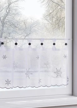 bonprix Scheibengardinen|Weihnachtsdeko & -Textilien·Gardinen|Scheibengardine mit winterlicher Stickerei