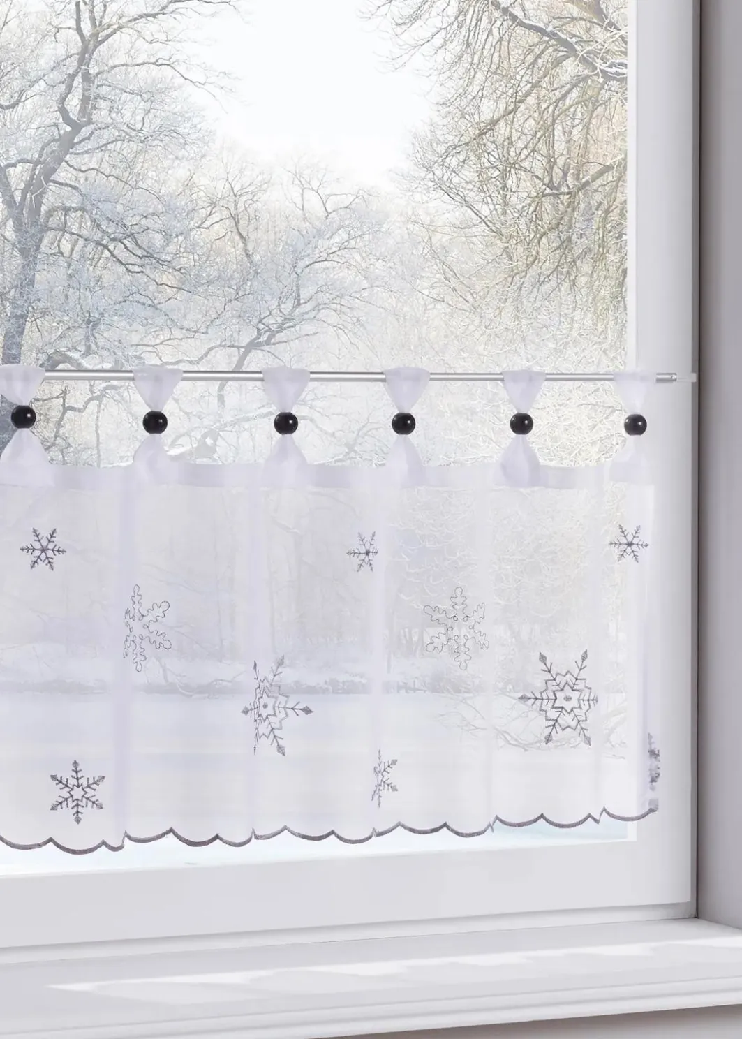bonprix Scheibengardinen|Weihnachtsdeko & -Textilien·Gardinen|Scheibengardine mit winterlicher Stickerei