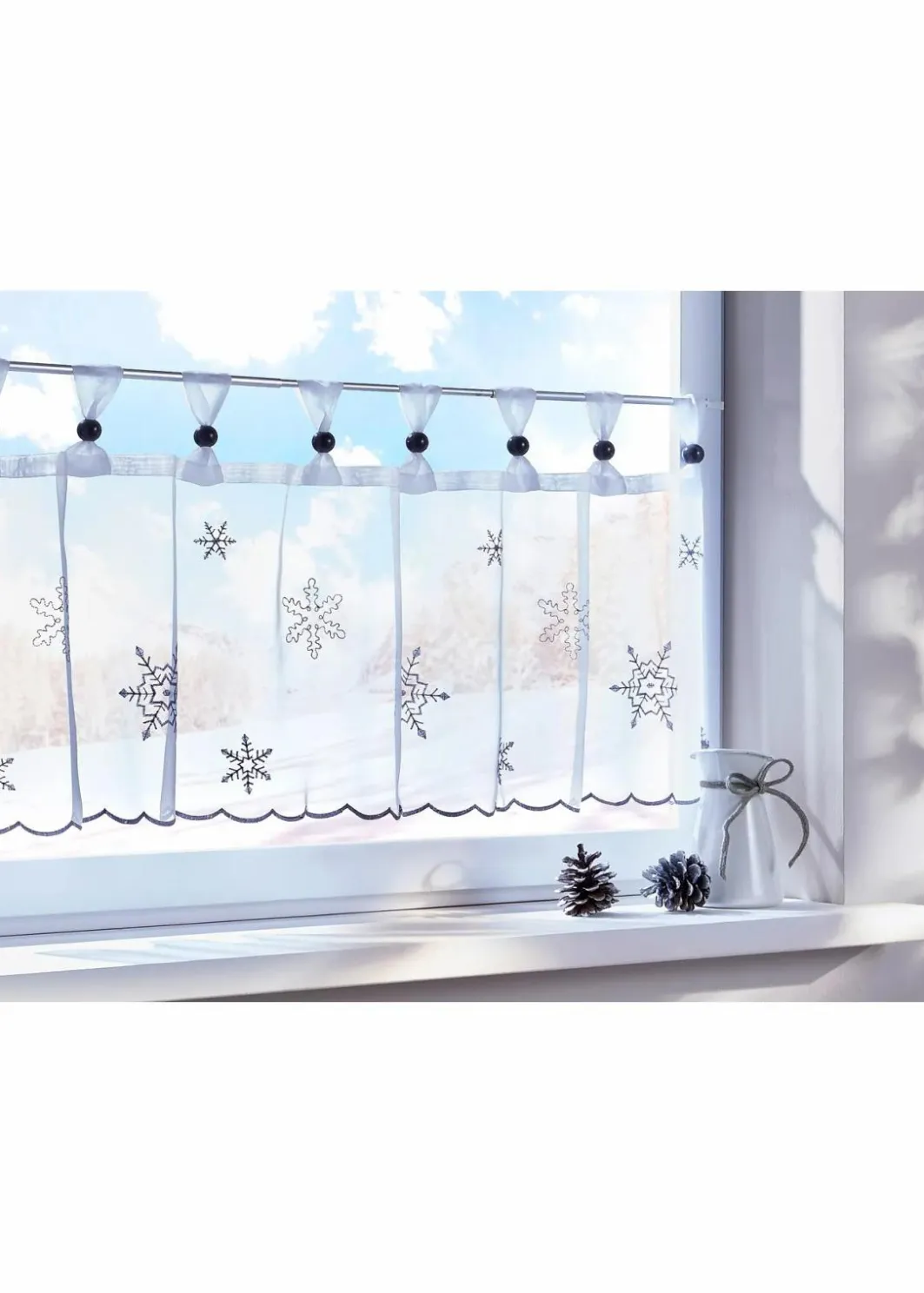 bonprix Scheibengardinen|Weihnachtsdeko & -Textilien·Gardinen|Scheibengardine mit winterlicher Stickerei