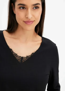 Schlafoberteil mit langen Ärmeln Damen Wäsche·Basics|Wäsche·Nachtwäsche