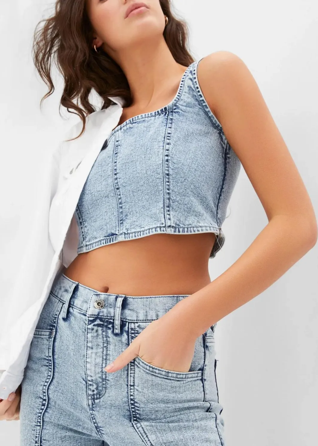 Damen bonprix Bekleidung·Shirts & Tops|Jeans|Schlagjeans High Waist