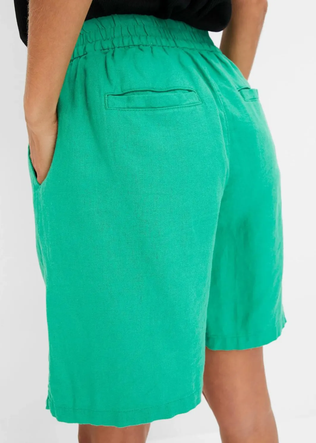 Damen bonprix Nachhaltigere Materialien|Hosen|Schlupf-Bermuda aus luftigem Leinen-Mix