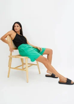 Damen bonprix Nachhaltigere Materialien|Hosen|Schlupf-Bermuda aus luftigem Leinen-Mix