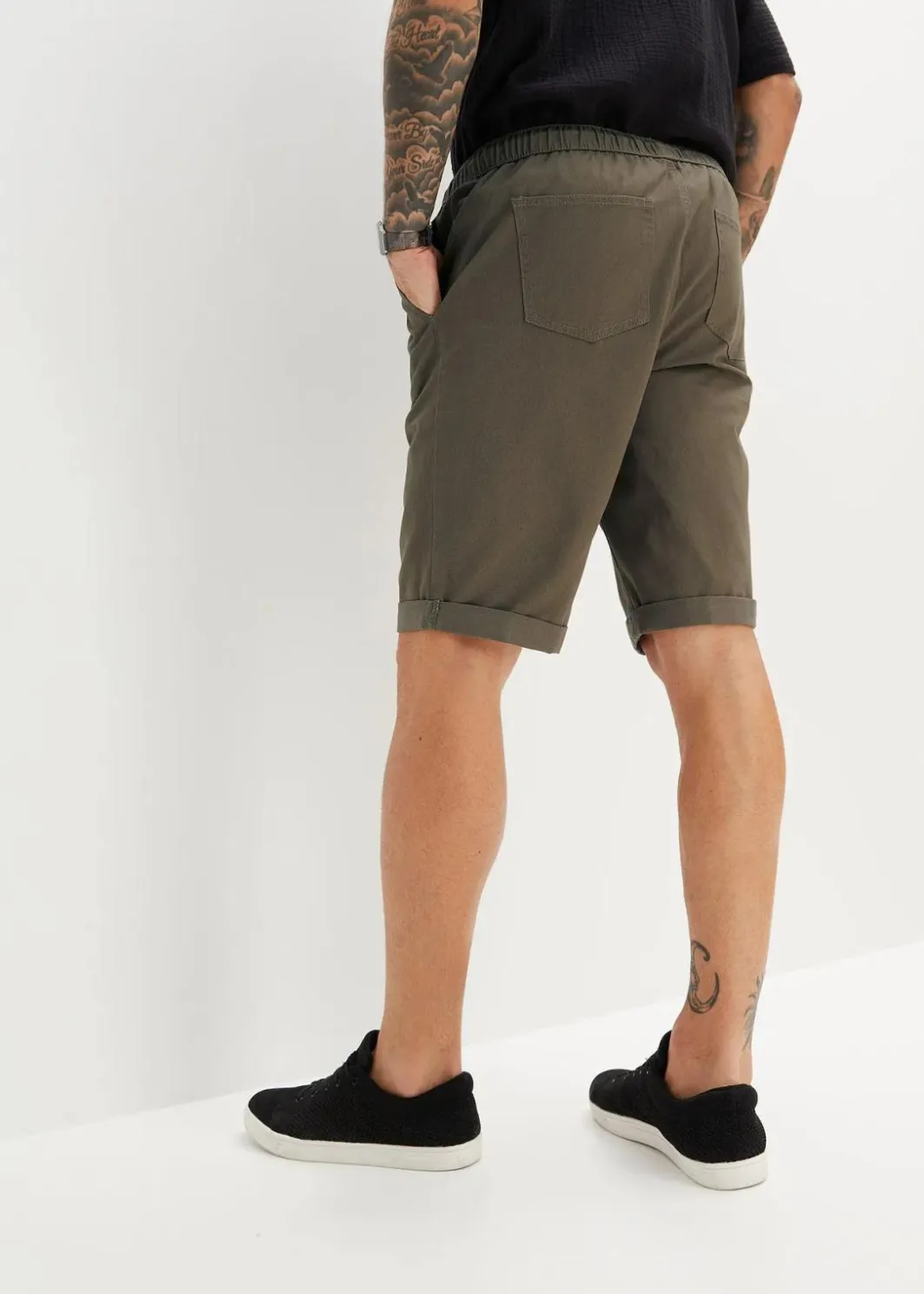 Hot Schlupf-Bermuda aus reiner Baumwolle, Regular Fit Herren Große Größen|Shorts