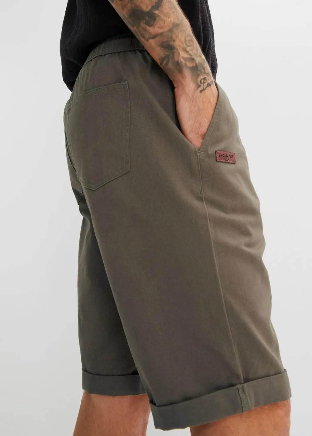 Hot Schlupf-Bermuda aus reiner Baumwolle, Regular Fit Herren Große Größen|Shorts