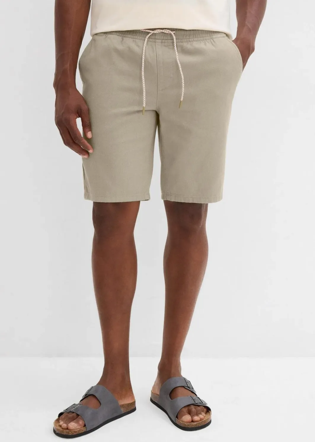 Clearance Schlupf-Bermuda aus reiner Baumwolle, Regular Fit Herren Große Größen|Shorts