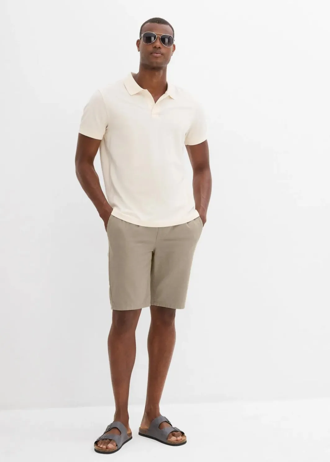 Clearance Schlupf-Bermuda aus reiner Baumwolle, Regular Fit Herren Große Größen|Shorts