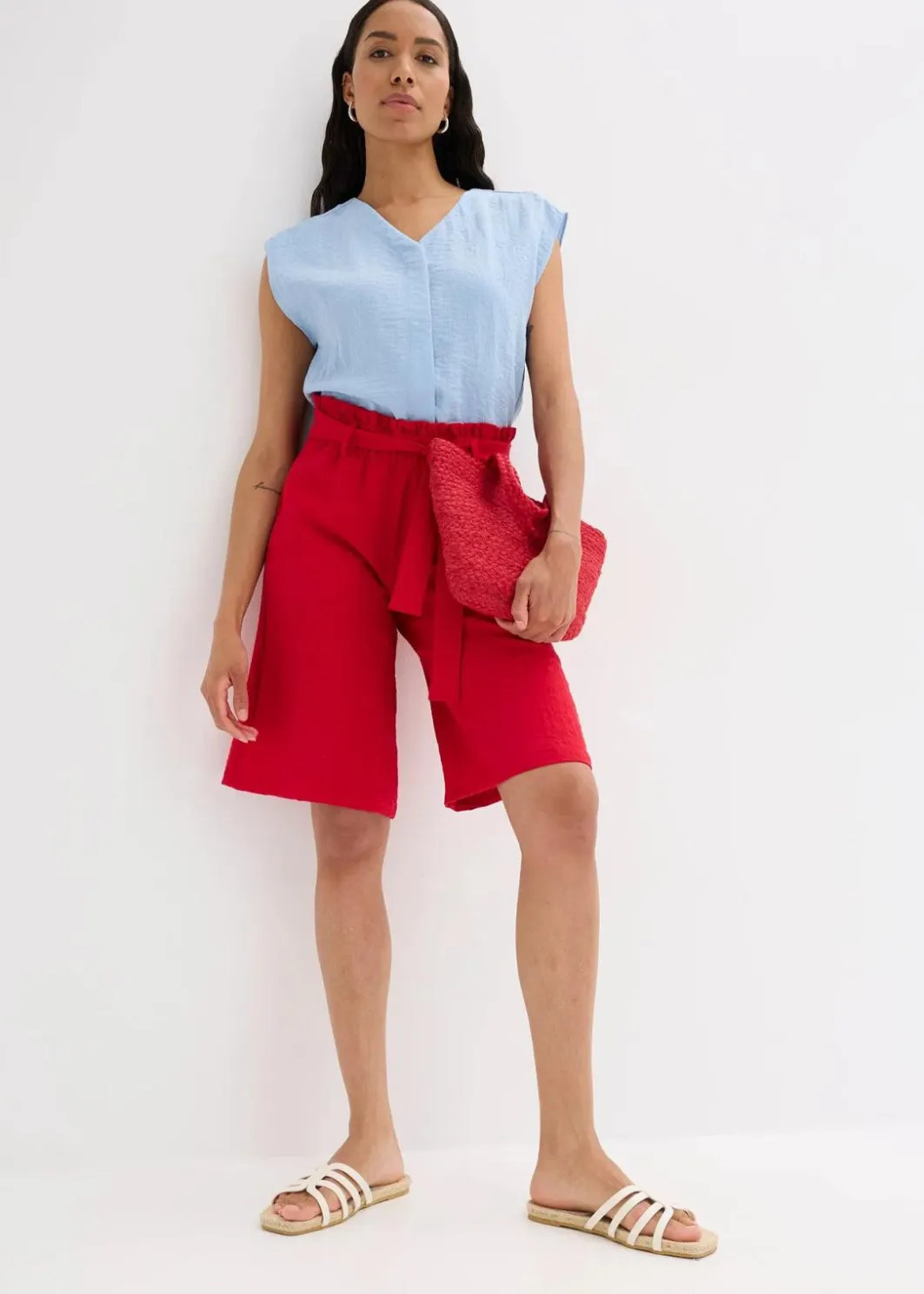Outlet Schlupf-Bermuda aus Viskose-Mix Damen Bekleidung·Outdoorbekleidung|Bekleidung·Kleider