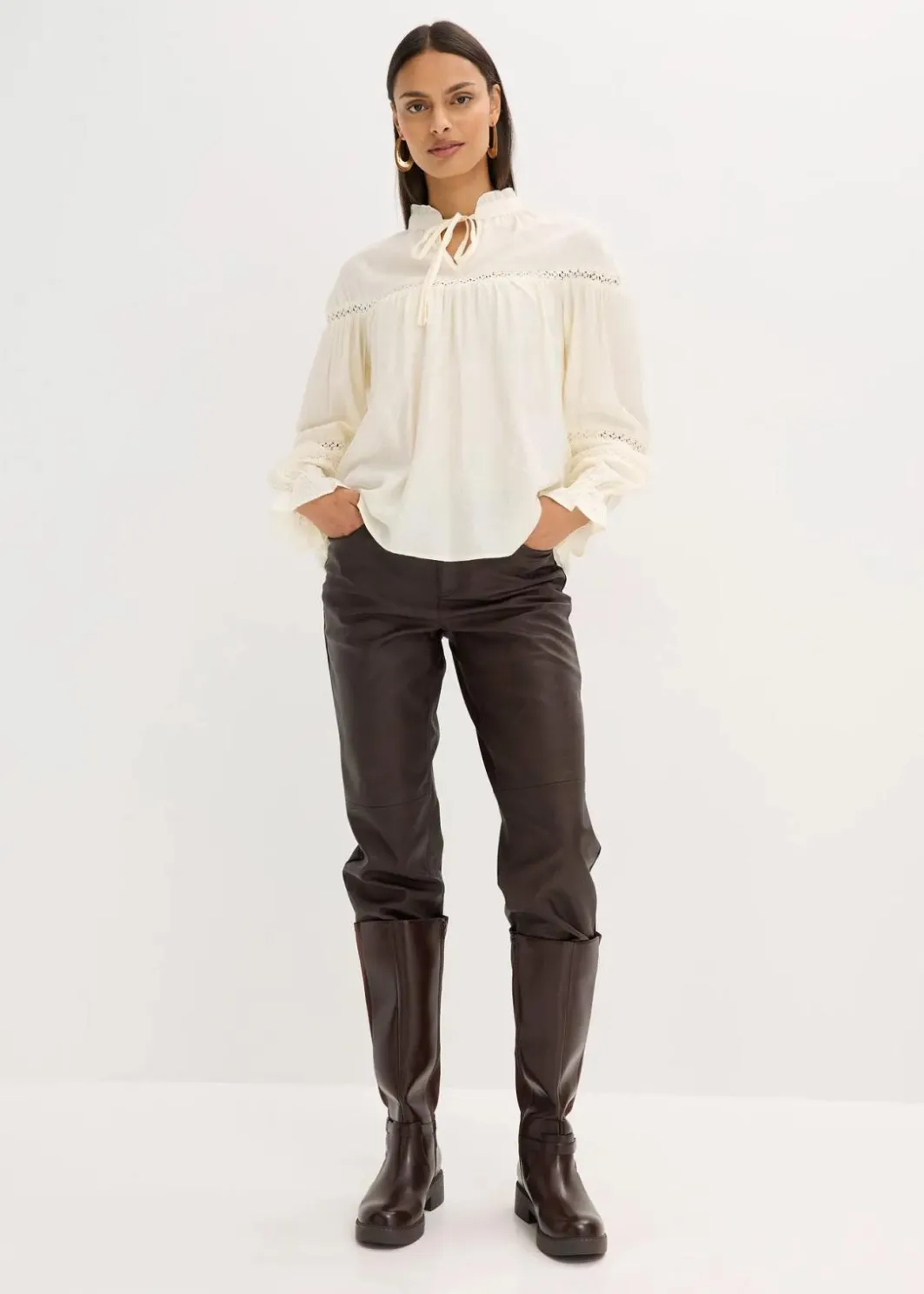 Damen bonprix Blusen & Tuniken|Bekleidung·Jacken & Mäntel|Schlupfbluse aus feinem Viskose-Mix