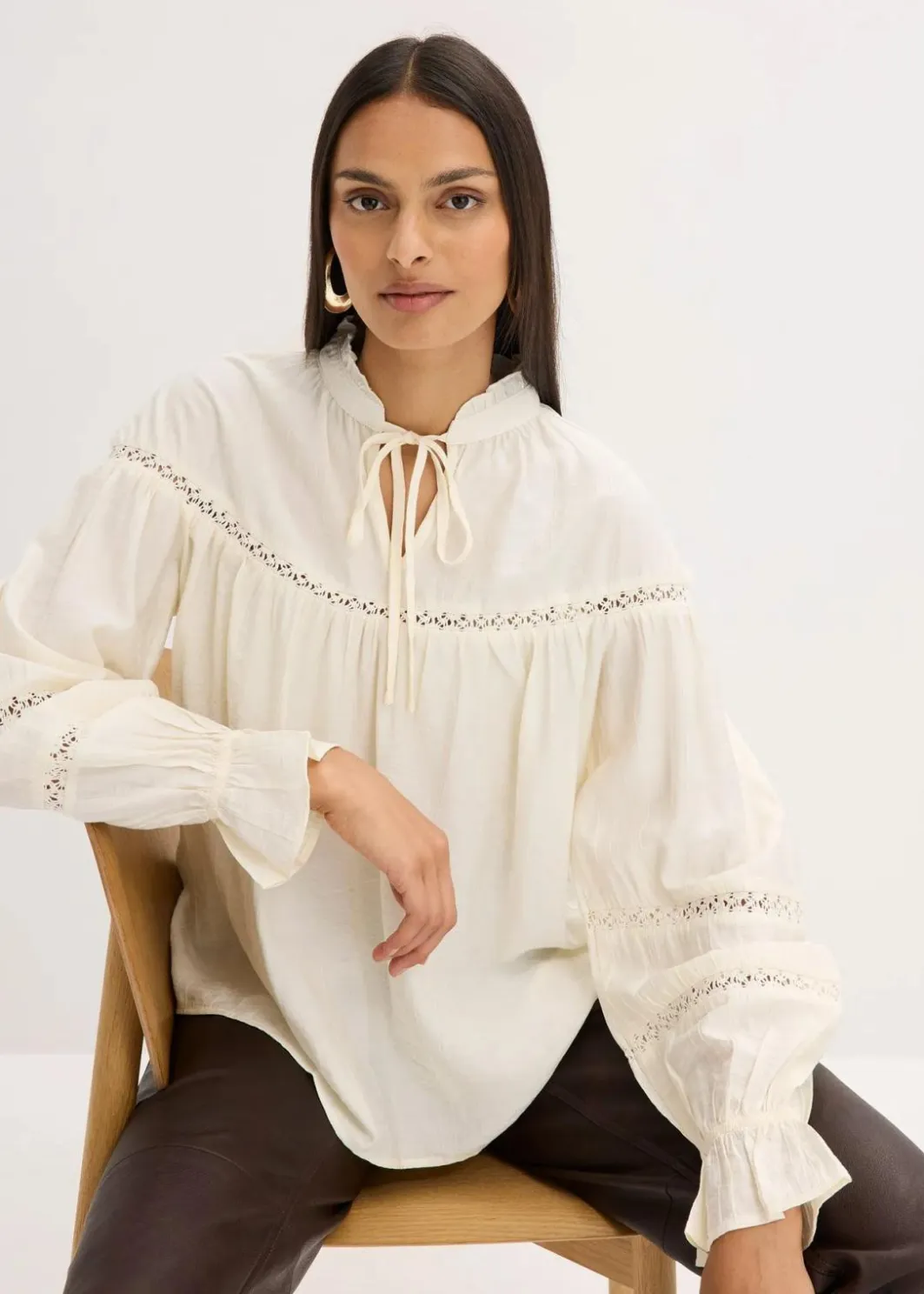 Damen bonprix Blusen & Tuniken|Bekleidung·Jacken & Mäntel|Schlupfbluse aus feinem Viskose-Mix