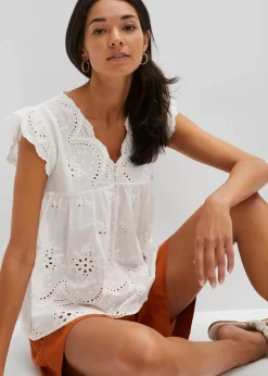 Clearance Schlupfbluse aus reiner Baumwolle Damen Bekleidung·Jacken & Mäntel|Blusen & Tuniken