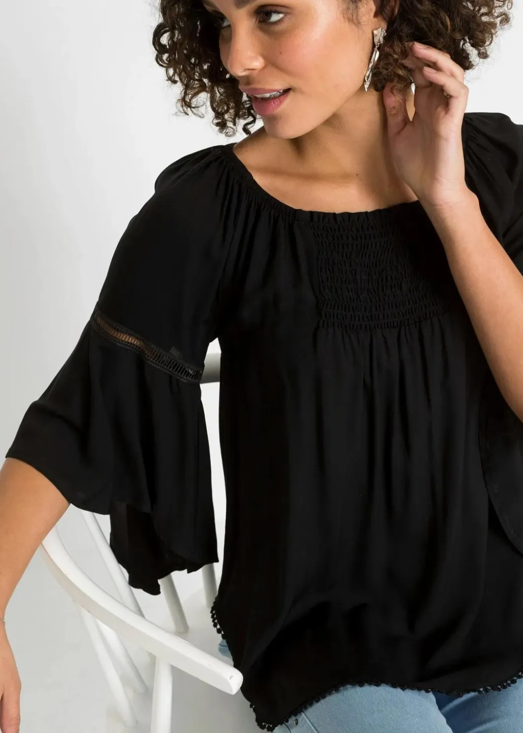 Discount Schlupfbluse aus reiner Viskose Damen Blusen & Tuniken|Nachhaltigere Materialien