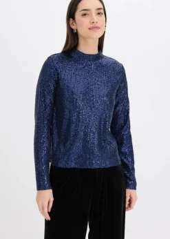 Damen bonprix Blusen & Tuniken|Bekleidung·Jacken & Mäntel|Schlupfbluse mit Pailletten