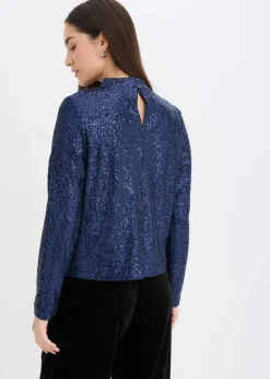Damen bonprix Blusen & Tuniken|Bekleidung·Jacken & Mäntel|Schlupfbluse mit Pailletten