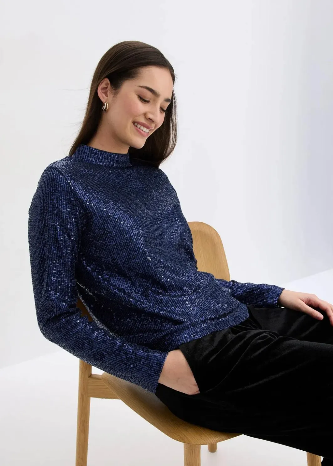 Damen bonprix Blusen & Tuniken|Bekleidung·Jacken & Mäntel|Schlupfbluse mit Pailletten