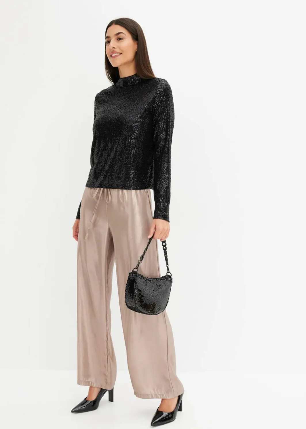 New Schlupfbluse mit Pailletten Damen Blusen & Tuniken|Bekleidung·Jacken & Mäntel