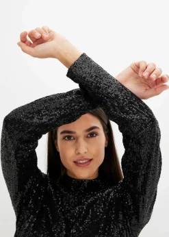 New Schlupfbluse mit Pailletten Damen Blusen & Tuniken|Bekleidung·Jacken & Mäntel