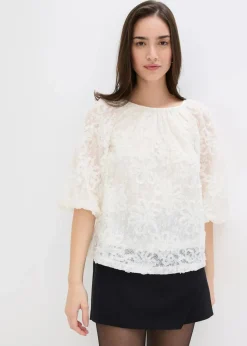 Discount Schlupfbluse mit strukturiertem Blumen-Muster​ Damen Blusen & Tuniken|Bekleidung·Jacken & Mäntel