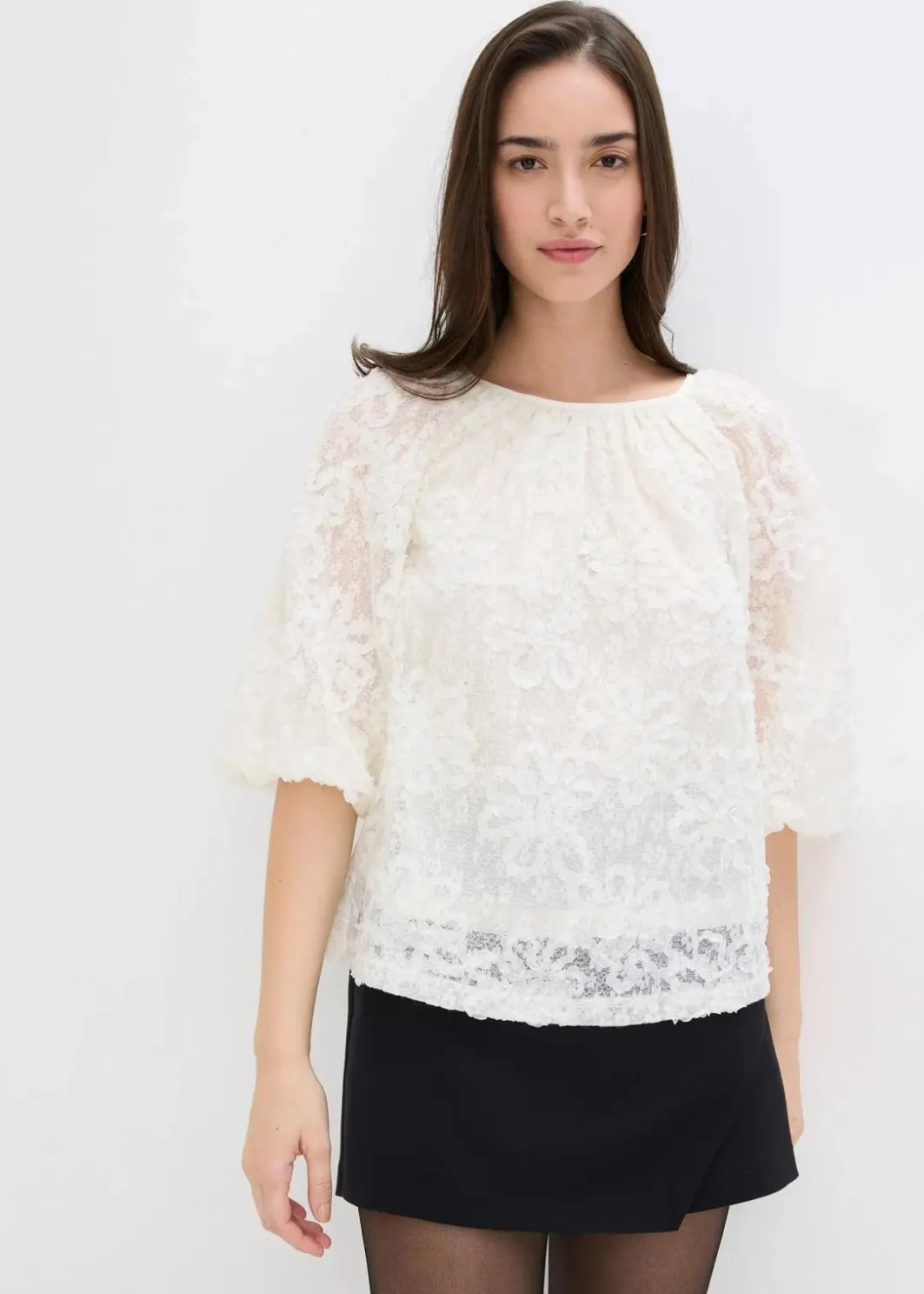 Discount Schlupfbluse mit strukturiertem Blumen-Muster Damen Blusen & Tuniken|Bekleidung·Jacken & Mäntel