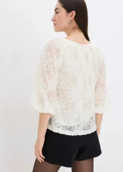 Discount Schlupfbluse mit strukturiertem Blumen-Muster Damen Blusen & Tuniken|Bekleidung·Jacken & Mäntel