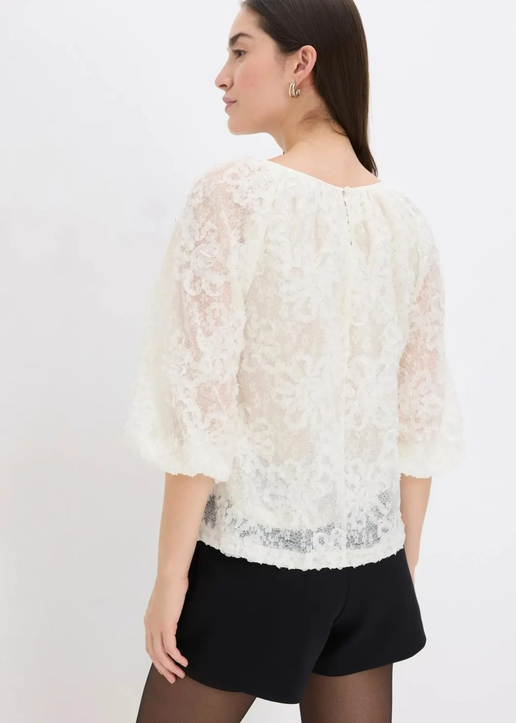Discount Schlupfbluse mit strukturiertem Blumen-Muster Damen Blusen & Tuniken|Bekleidung·Jacken & Mäntel
