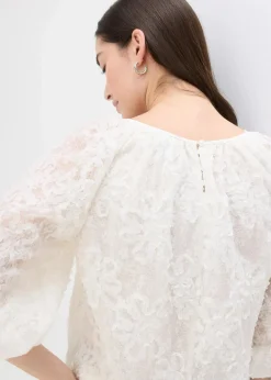 Discount Schlupfbluse mit strukturiertem Blumen-Muster Damen Blusen & Tuniken|Bekleidung·Jacken & Mäntel
