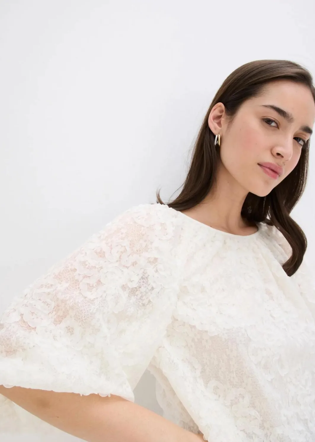 Discount Schlupfbluse mit strukturiertem Blumen-Muster Damen Blusen & Tuniken|Bekleidung·Jacken & Mäntel