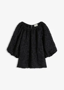 Damen bonprix Bekleidung·Jacken & Mäntel|Blusen & Tuniken|Schlupfbluse mit strukturiertem Blumen-Muster