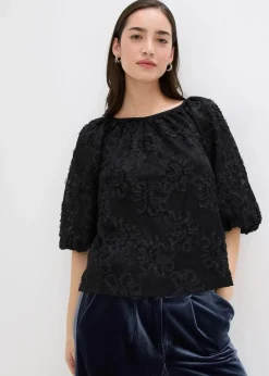 Damen bonprix Bekleidung·Jacken & Mäntel|Blusen & Tuniken|Schlupfbluse mit strukturiertem Blumen-Muster​