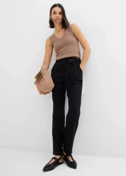 Damen bonprix Hosen|Schlupfhose aus luftigem Leinen-Viskose-Mix