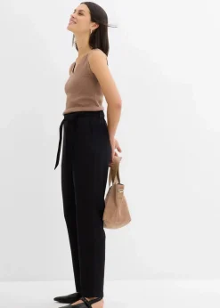 Damen bonprix Hosen|Schlupfhose aus luftigem Leinen-Viskose-Mix
